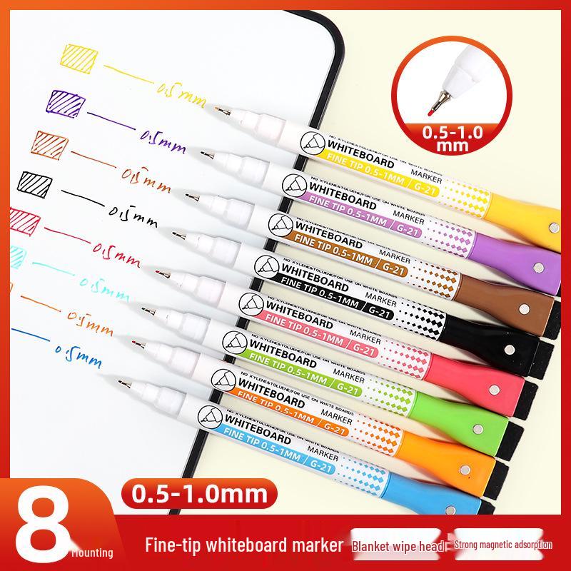 Erasable Magnetic Whiteboard Markers (0.5mm) with Eraser for Kids' Painting & Doodling, Customizable Logo