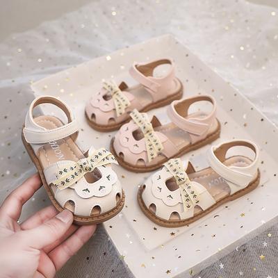 Summer Girls Closed Toe Bow Princess Sandals Soft Sole Kids Beach Shoes