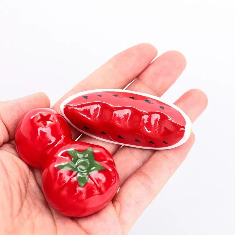 Ceramic Cute Red Watermelon/tomato Chopstick Holder Creative Home Fruit Spoon Fork Holder Kitchen Tableware