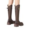 Thick-soled brown boots women's 205 autumn new velvet but knee boots slim knight boots