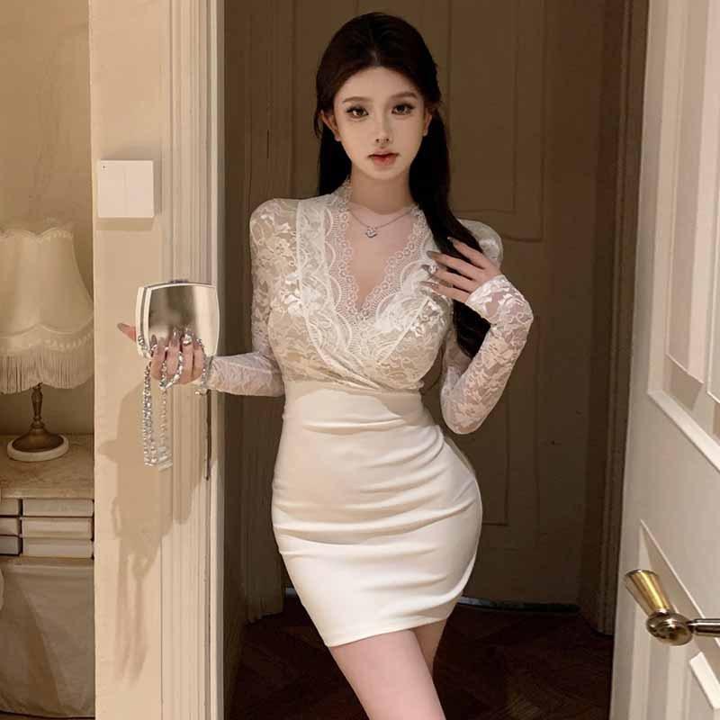 Rochie sexy cu imprimeu din dantelă și talie înaltă pentru femei