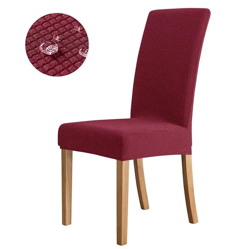 Waterproof Chair Cover for Dining Room Kitchen Elasticity Jacquard Spandex Stretch Luxury Chair Cover Seater Case Wedding Hotel