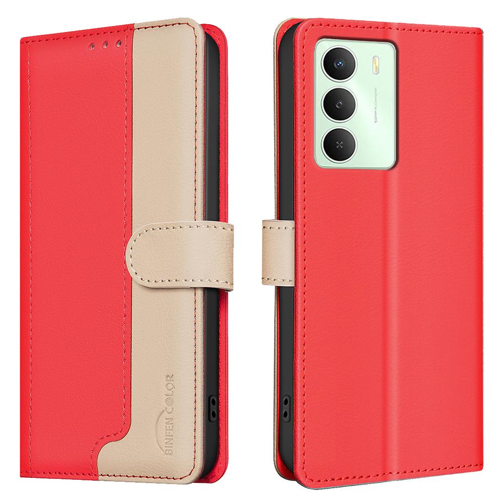 BINFEN COLOR BF33 Für Realme 14x 5G Lederhülle Spleißfarbe RFID-Blockierendes Wallet Ständer Handyhülle