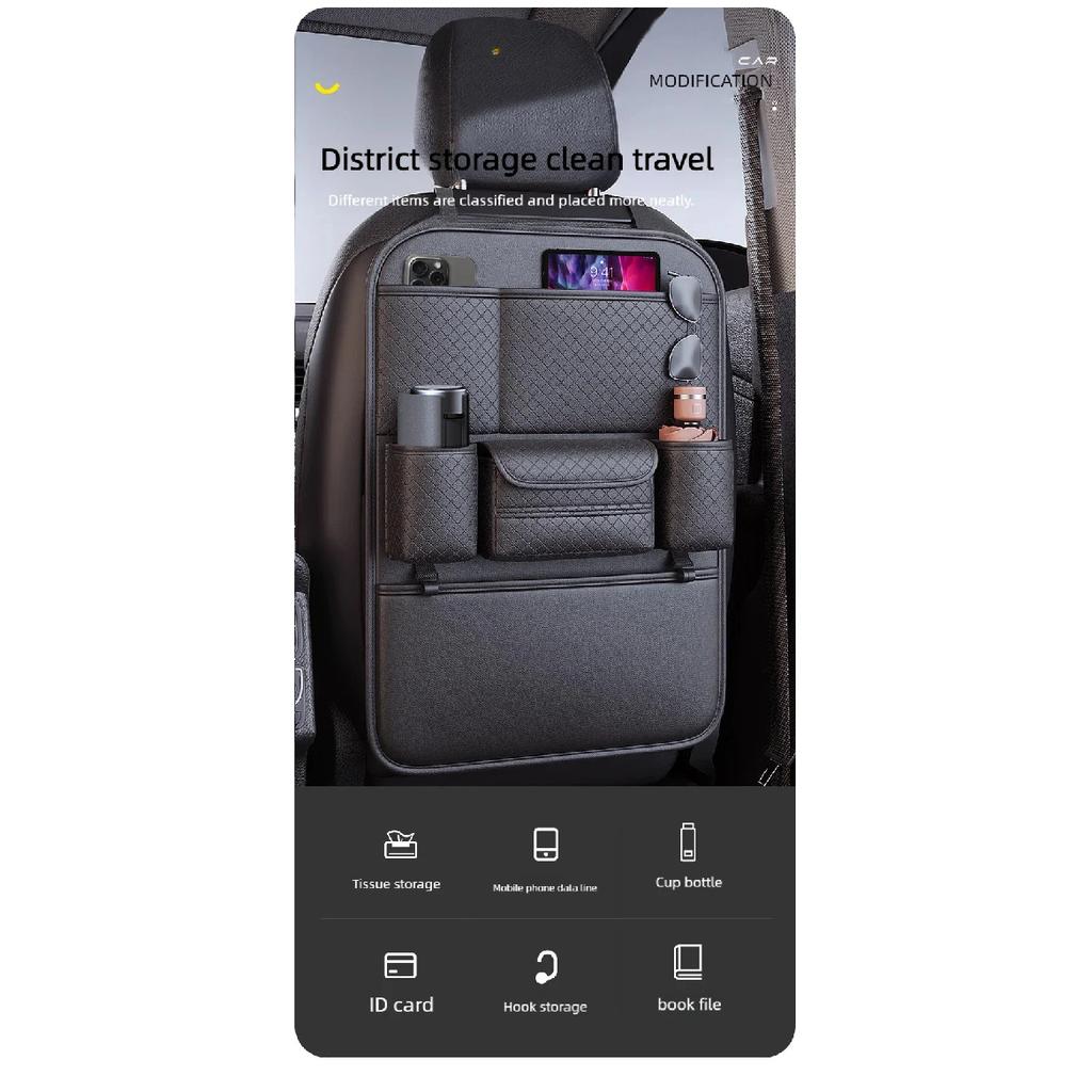 Multi-functional Car Seat Back Organizer High-Capacity Multi-Pocket Backseat Storage Bag Wear-Resistant Anti Kick Mat