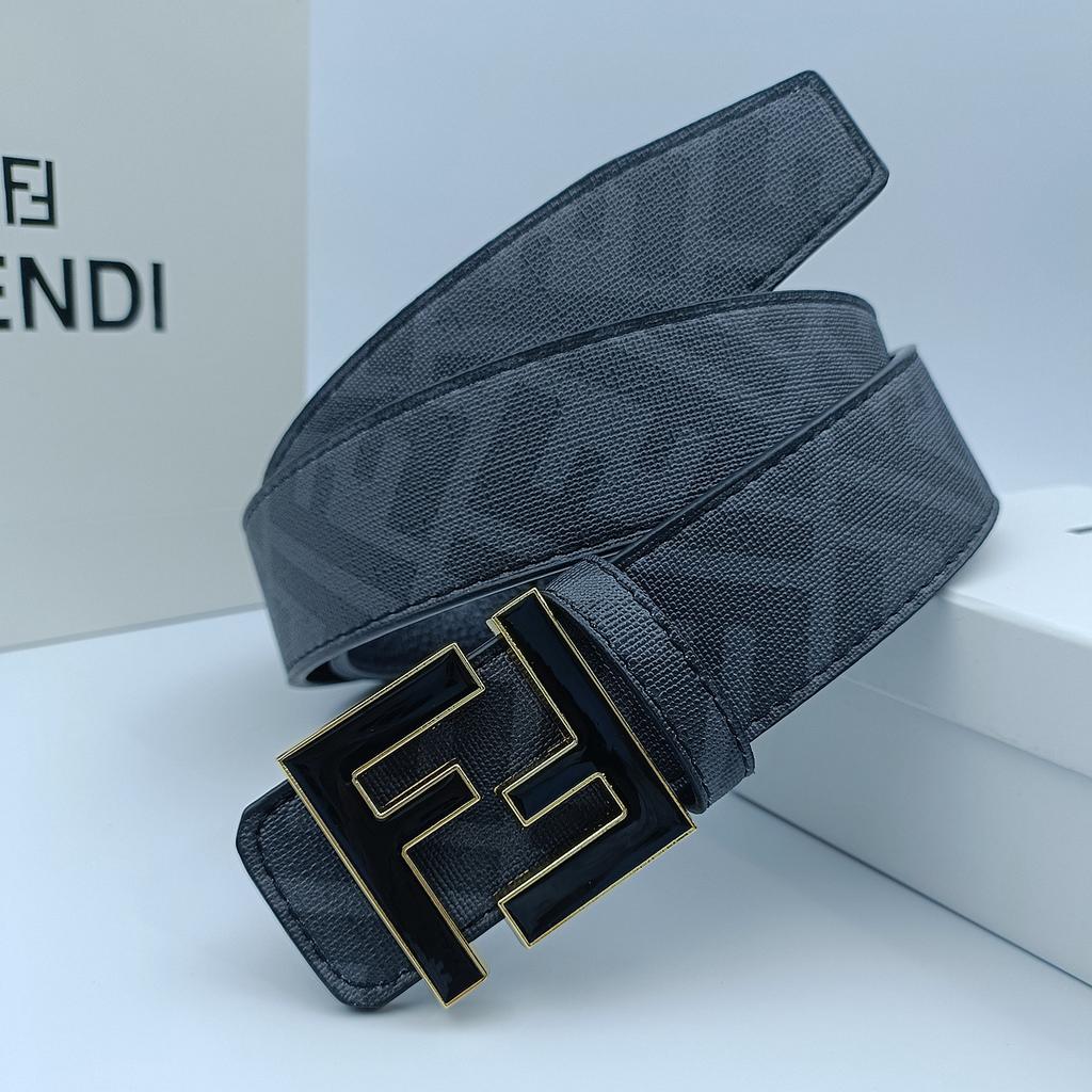 FF Men's Letter Fashionable Luxury Business Pants Belt, Casual Hundred-Piece Leather Belt, 3.8CM Wide