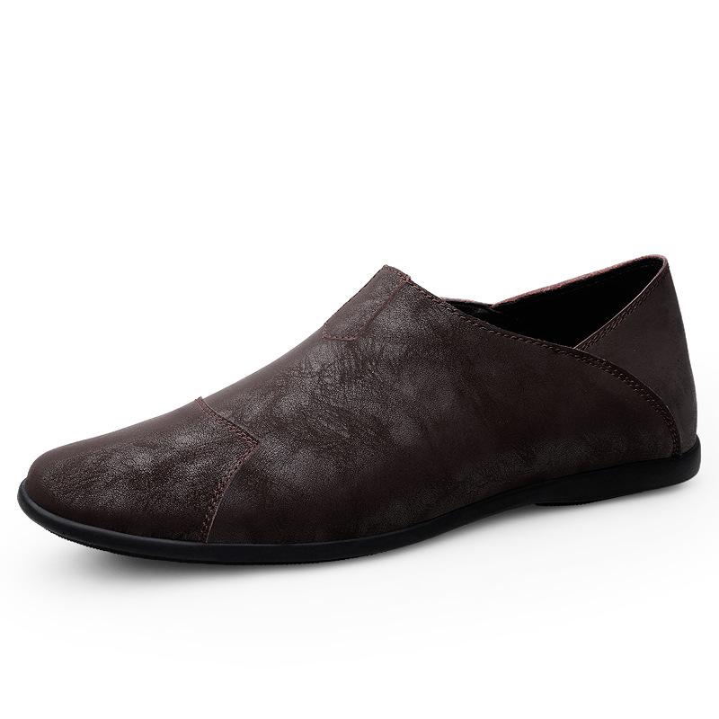 Men's shoes 2025 summer new men's large-size casual leather shoes British soft-soled soft leather lazy one-pedal Doudou shoes