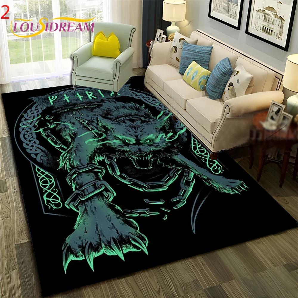 Nordic Viking Odin Valhalla Valknut Carpet Rug for Bedroom Living Room Home Sofa Decoration,Children Game Large Decor Floor Mat