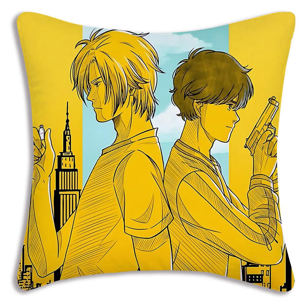 Anime Bananas F-Fish Pillow Covers Cartoon Sofa Decorative Home Double-sided Printing Short Plush Cute Cushion Cover