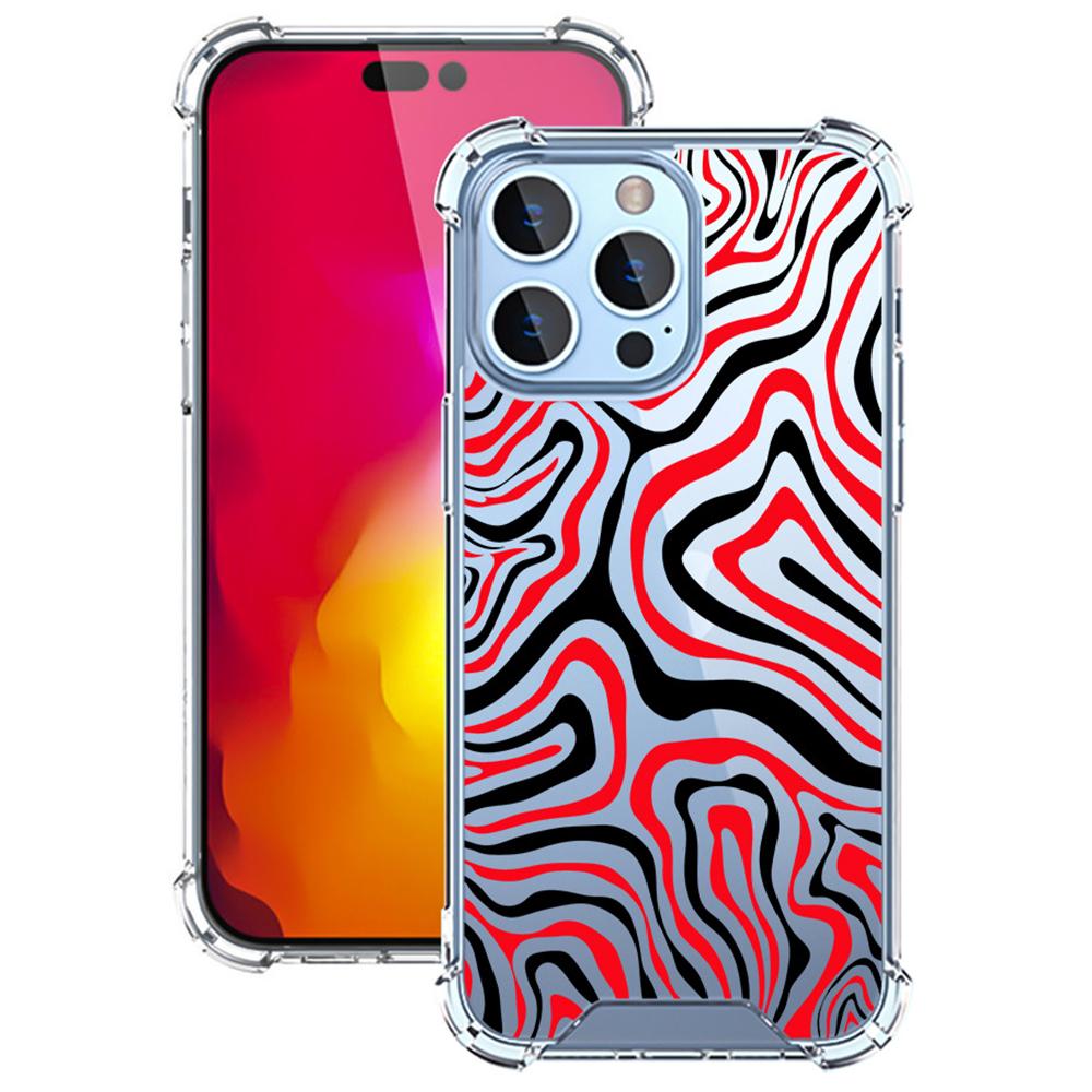 For iPhone 16 Pro Case Colorful Wave Pattern Printing Soft TPU+PC Phone Cover