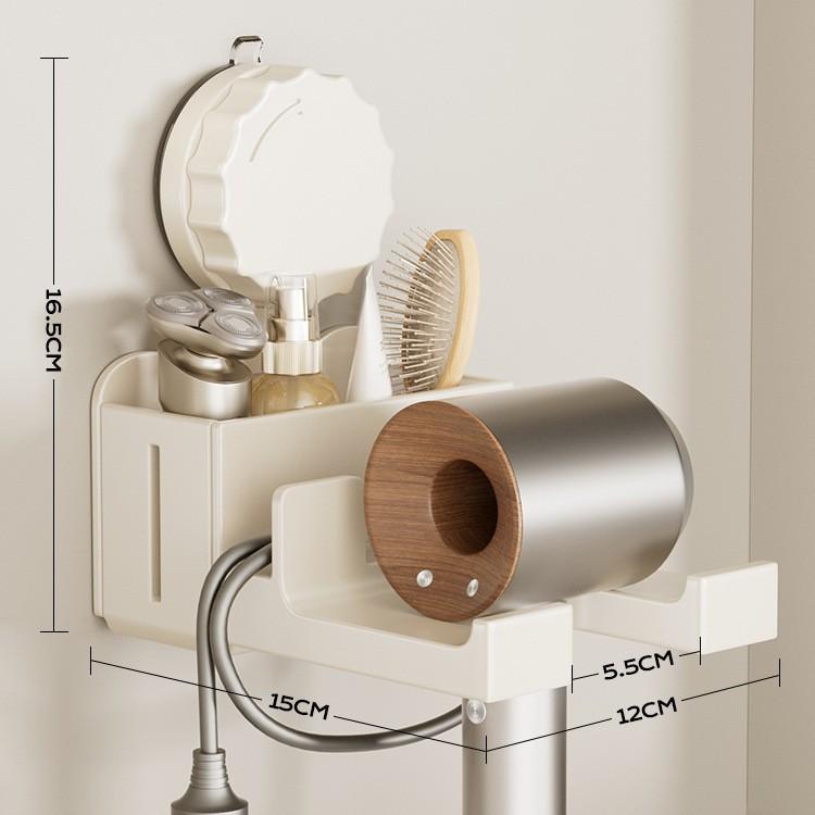No-Punch Wall Mounted Powerful Suction Cup Hair Dryer Shelf