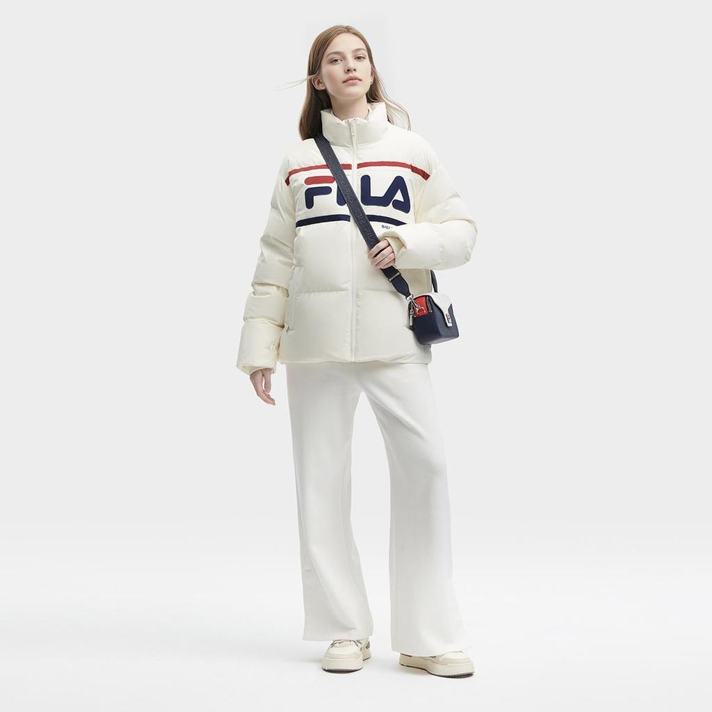 Fila 2023 Winter New Retro Casual Thick Stand Collar Down Jacket Unisex Outerwear Reed-White F11U349903F-IV