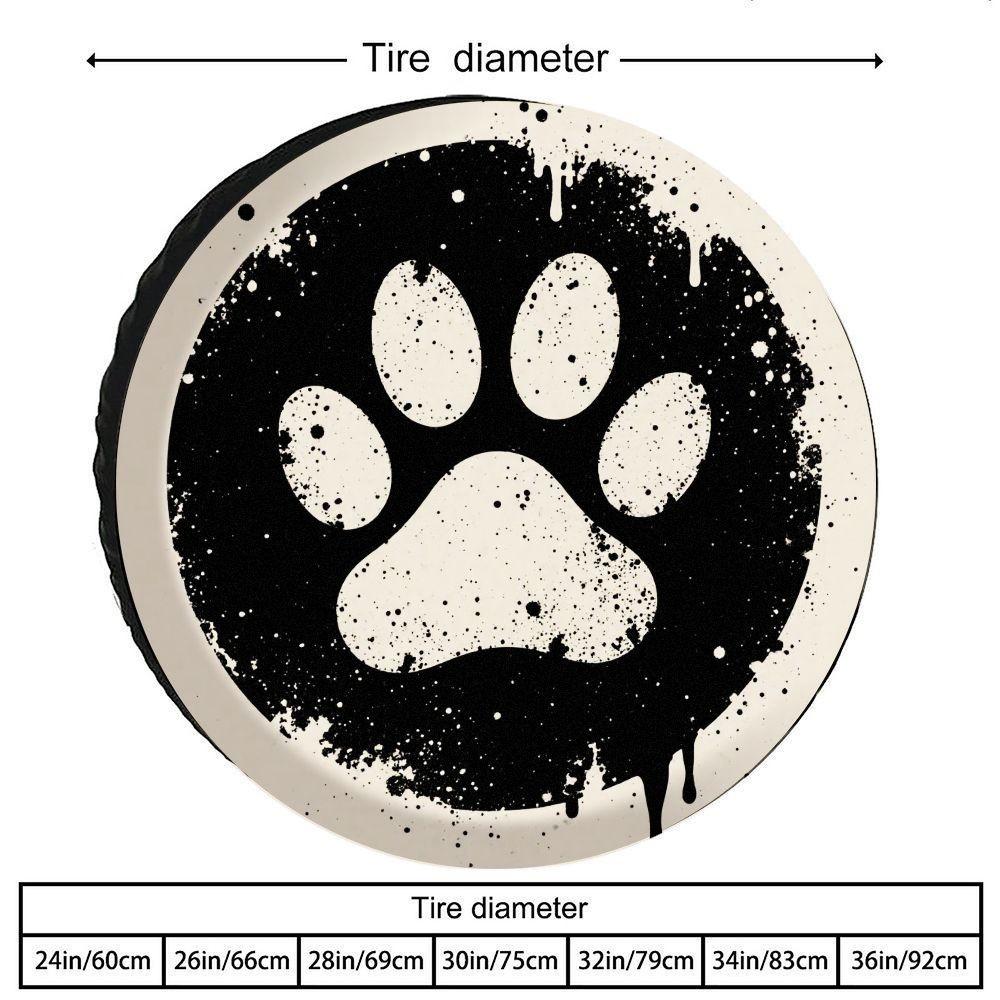 Artistic Splatter Paw Print Tire Cover Polyester Spare Tire Protector for SUV RV Truck