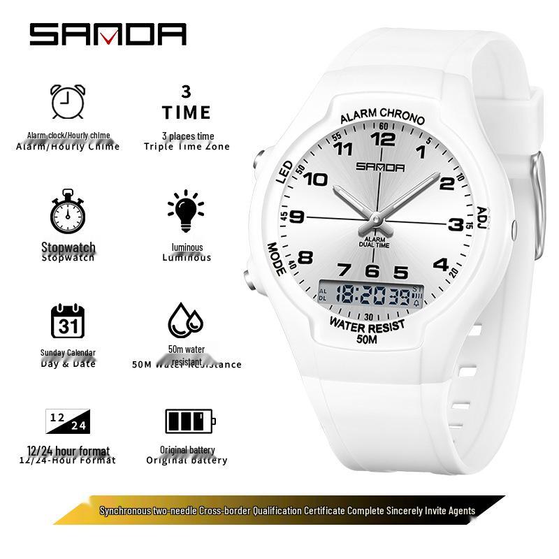 SANDA Dopamine Trend Waterproof Casual Wristwatch for Men and Women