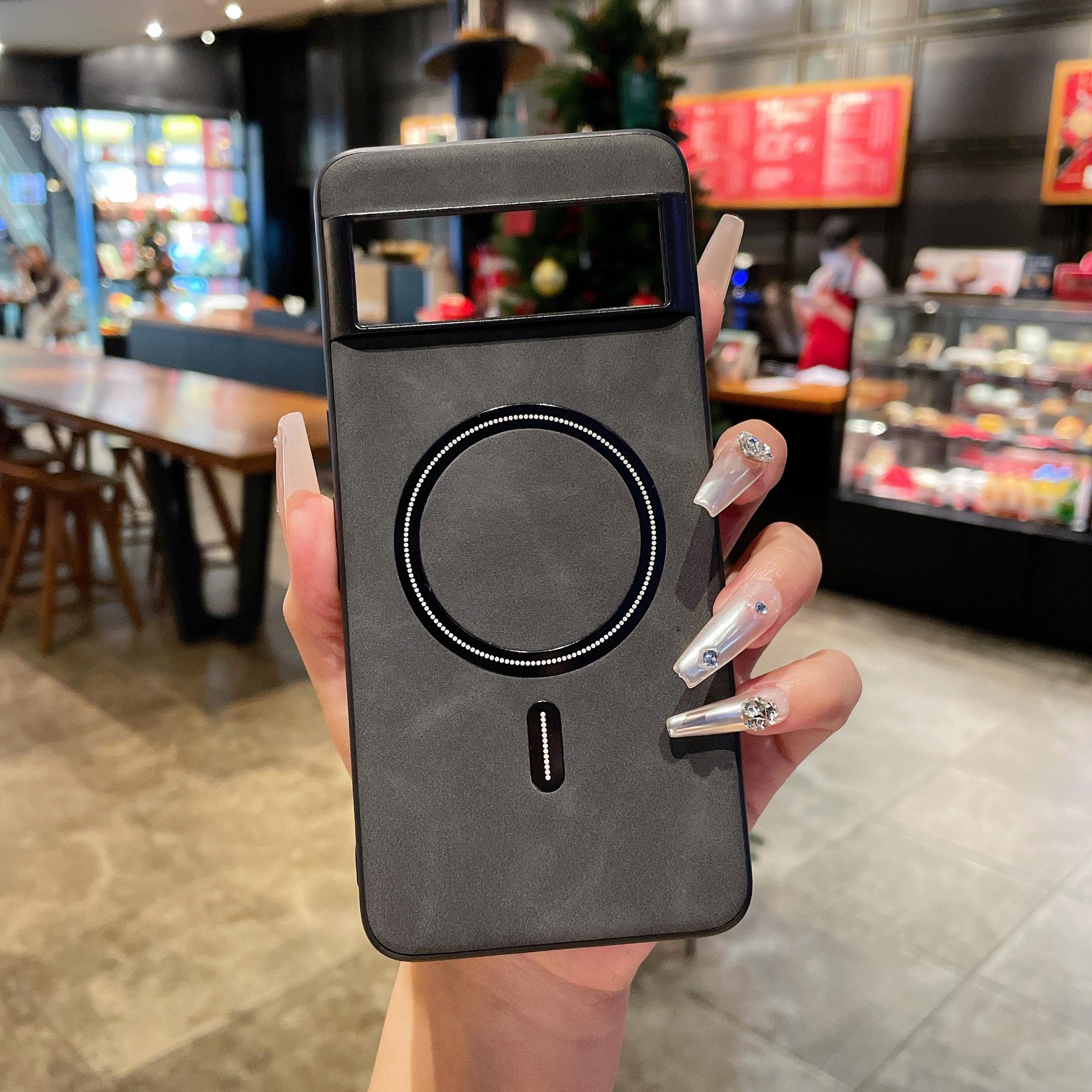 

Розкішний ретро-матовий шкіряний чохол Magsafe для Google Pixel 9 Pro XL 8 7 Pro 8A 7A з магнітним бездротовим заряджанням, протиударний чохол For Pixel 7Pro чорний