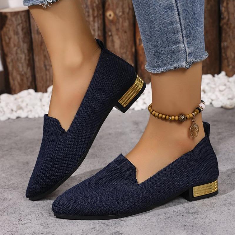 Fashion Women Solid Color Pointed Head Mesh Loafers Shallow Woman Soft Bottom Knit Ballet Flat Shoes Female Casual Slip on Boat Shoes