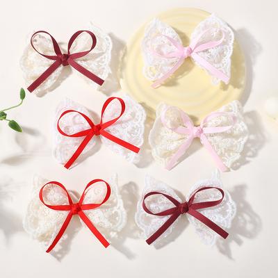 Neue Spitzen-Schleifen-Haarspangen für Baby-Mädchen Süße Elegante Schleifenknoten-Haarnadeln Haarspangen Handgefertigter Kopfschmuck Kinder Haar-Accessoires Geschenke