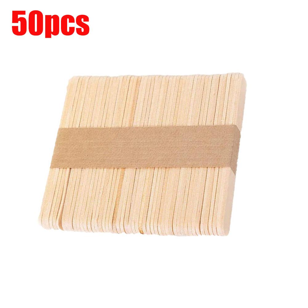 50PCS Ice Cream Popsicle Sticks Mold Accesorios Natural Wooden Sticks Ice Cream Spoon Hand Crafts Art Ice Cream Lolly Cake Tools