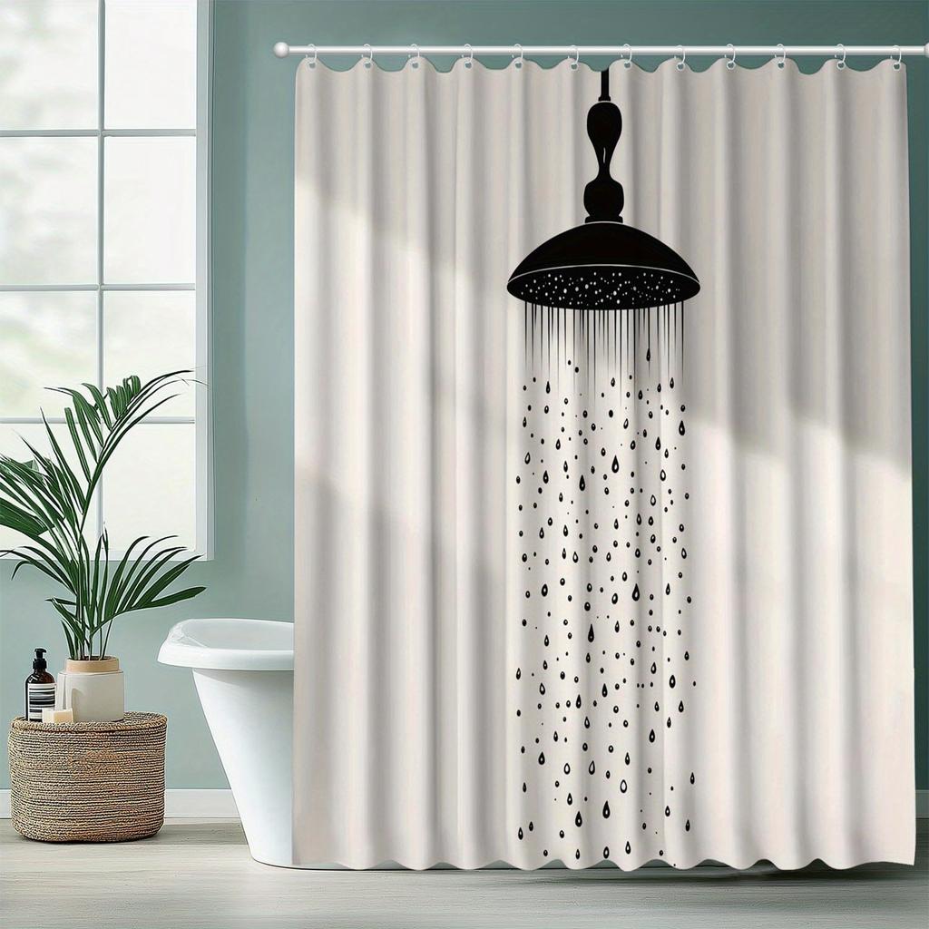 Simple Shower Head Shower Curtain – Digital Print, Home & Hotel Bathroom Decorative Partition