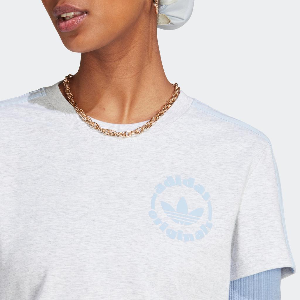 Adidas Originals Trefoil Graphic Tee With Logo Embroidery Women Tops Light-Hemp-Gray IC7981
