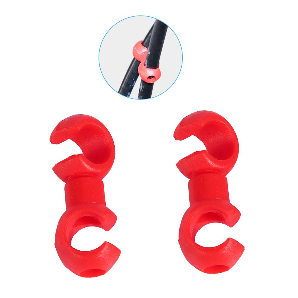 10 x Bike S style Clips Buck Holes Brake Gear Cable Housing Hose Guides(Red)