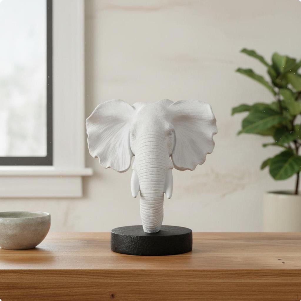 Elephant Head Statue Polyresin Resin Ornament Creative Design Animal Sculpture for
