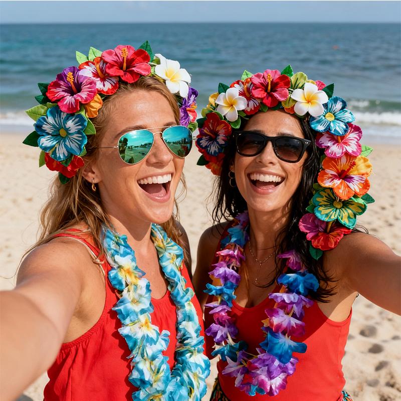 24/36/50PCS Hawaiianr Wreath Tropical Beach Pool Birthday Party Holiday Wedding Beach Birthday Artificial Flower Decorations