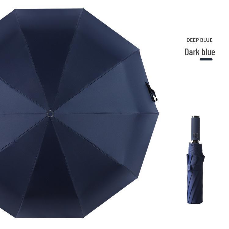 Ten-Bone Automatic XL Sunshade Umbrella: Dual-Use, Rain or Shine, Folding Sun Umbrella with Black Glue Coating.