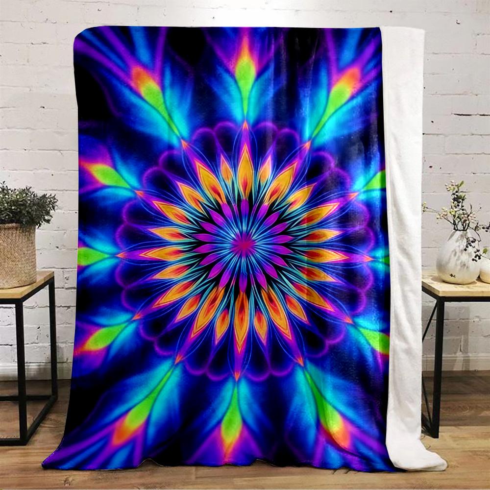 Colorful Mandala Pattern Blanket Design Flannel blanket for bedroom, living room, sofa, and nap sofas.