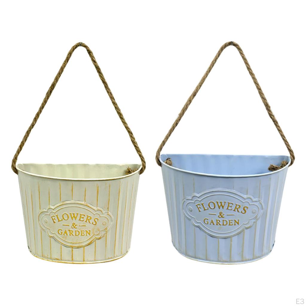 Creative Semi-circular Hanging Flower Pot Wall Planter with Rope for Home Decor Housewarming