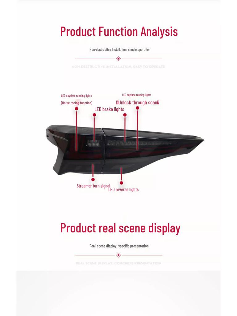 Compatible LED Tail Light Assembly for Toyota Sienna with Dynamic Flowing Turn Signals