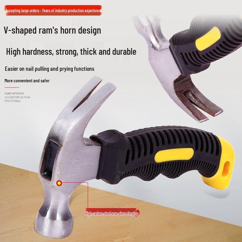 Multifunctional Mini Claw Hammer, Plastic-Coated, High Carbon Steel, Convenient One-Piece, Explosion-Proof Design