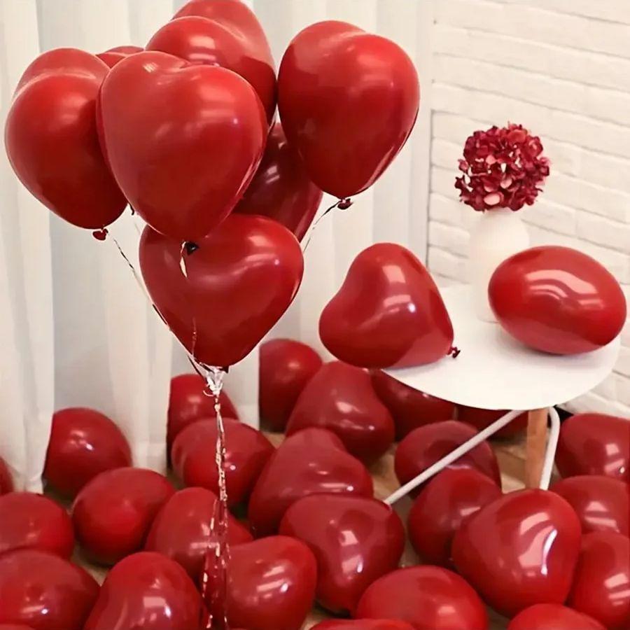 200pcs 10Inch Red Heart-Shaped Latex Balloons for Valentine's Day Birthday Wedding Anniversary Theme Event Decorations 5
