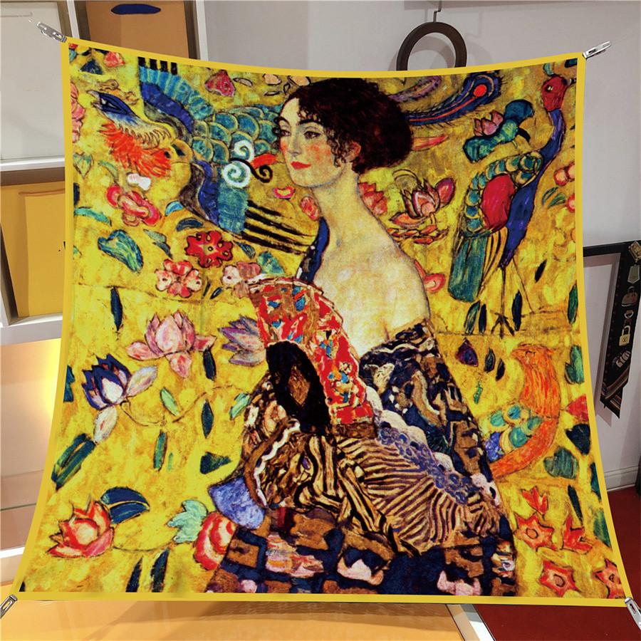 Silk Scarf Women Woman Print Square Scarves Head Echarpes Silk Foulards Femme Wraps Beach Shawls Bandana Lady Hijabs 90CM