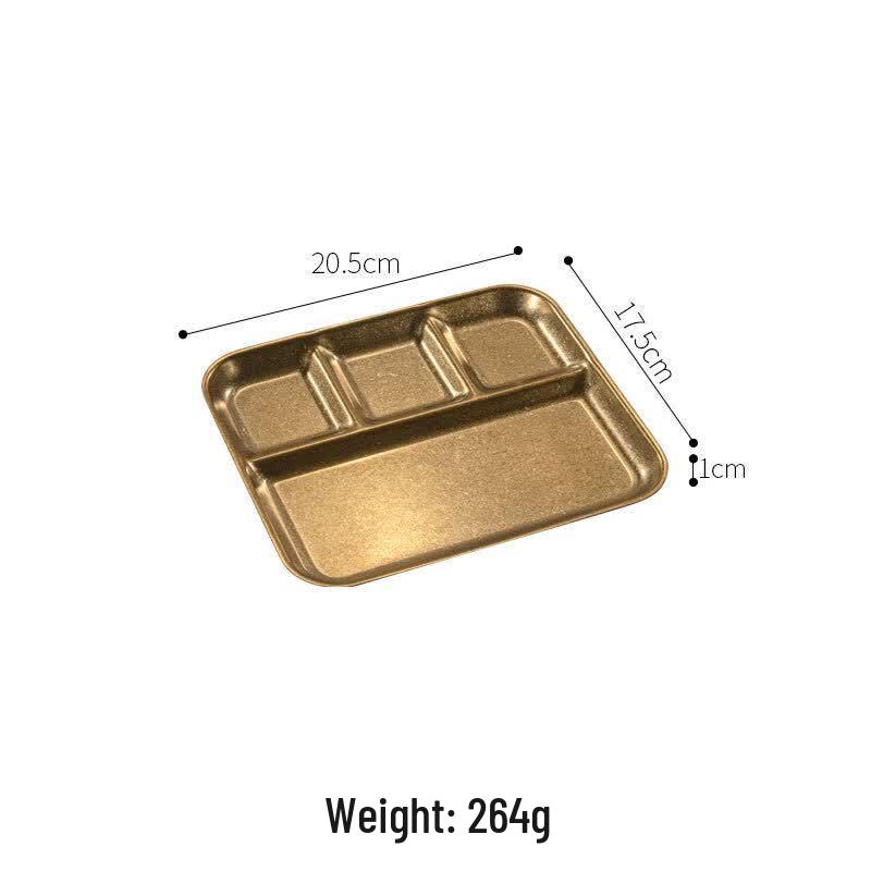 ZISIZ Commercial Stainless Steel 4-Compartment Dipping Plate Set