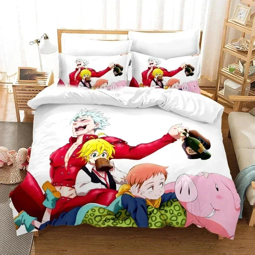 3D Anime The Seven Deadly Sins Bedding Set Printed Bed Set With Pillowcase Bed Duvet Cover Soft Queen King Size Bedclothes Home