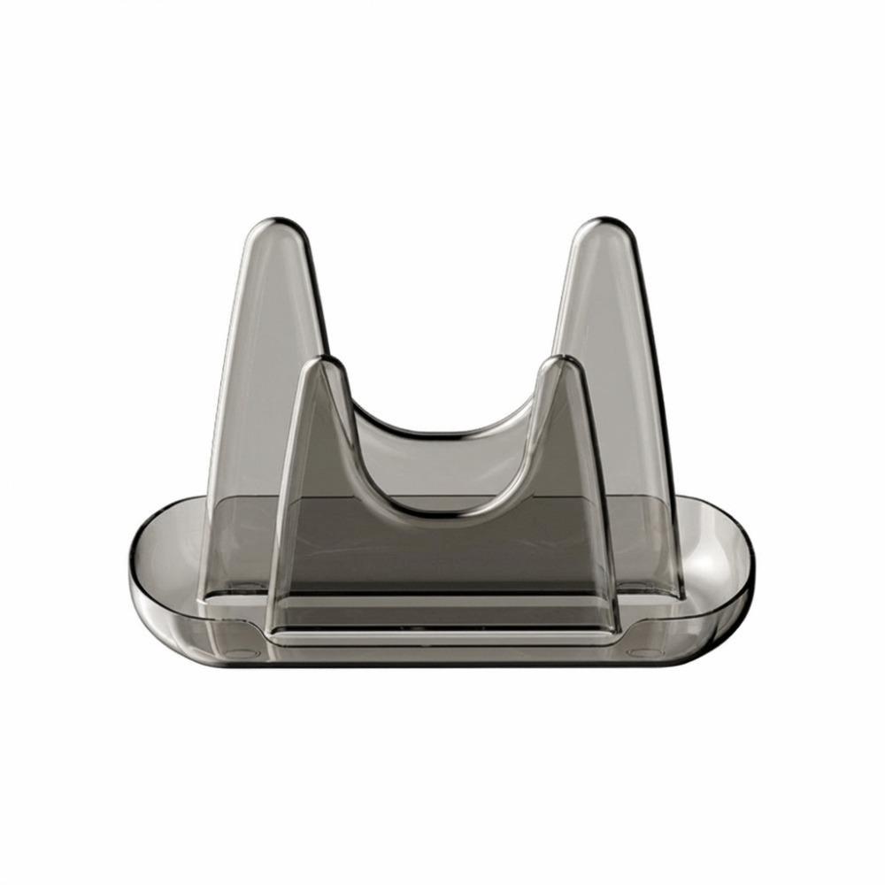 Transparent Plastic Pot Lid Storage Rack Double-layer Design Pot Lid Holder  Countertop Organizer серый