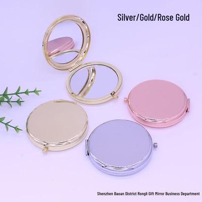 Export Quality Dual-Sided Portable Folding Metal Mirror, Ideal for Logo Engraving