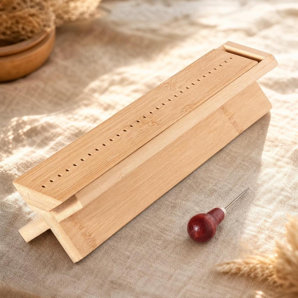 Natural Wood Bookbinding Guide with Awl Easy-to-Use for DIY Stationery Makers