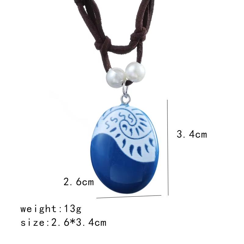 MINISO Anime Movie Princess Moana Necklace Cosplay Handmade Braided Leather Rope Necklace for Women Girl Jewelry Prop Accessories