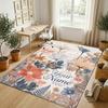 Floral Artwork Theme Soft Crystal Velvet Rug Custom Name & Text Print Non Slip Floor Rug for Bedroom Living Room