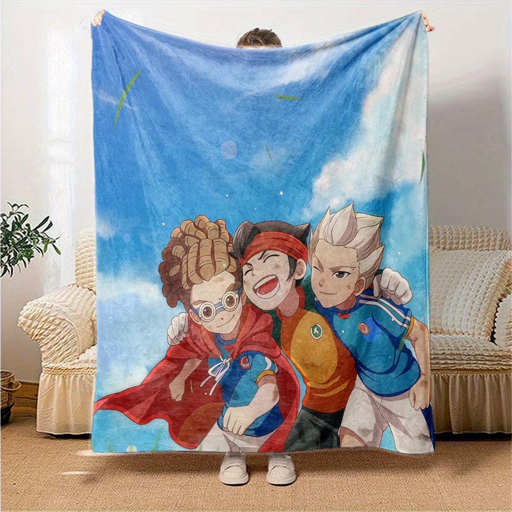Koc Flanelowy Inazuma Eleven, Wysoka Jakość, Wygodny na Wszystkie Pory Roku, Wystrój Domu, Ciepło i Komfort