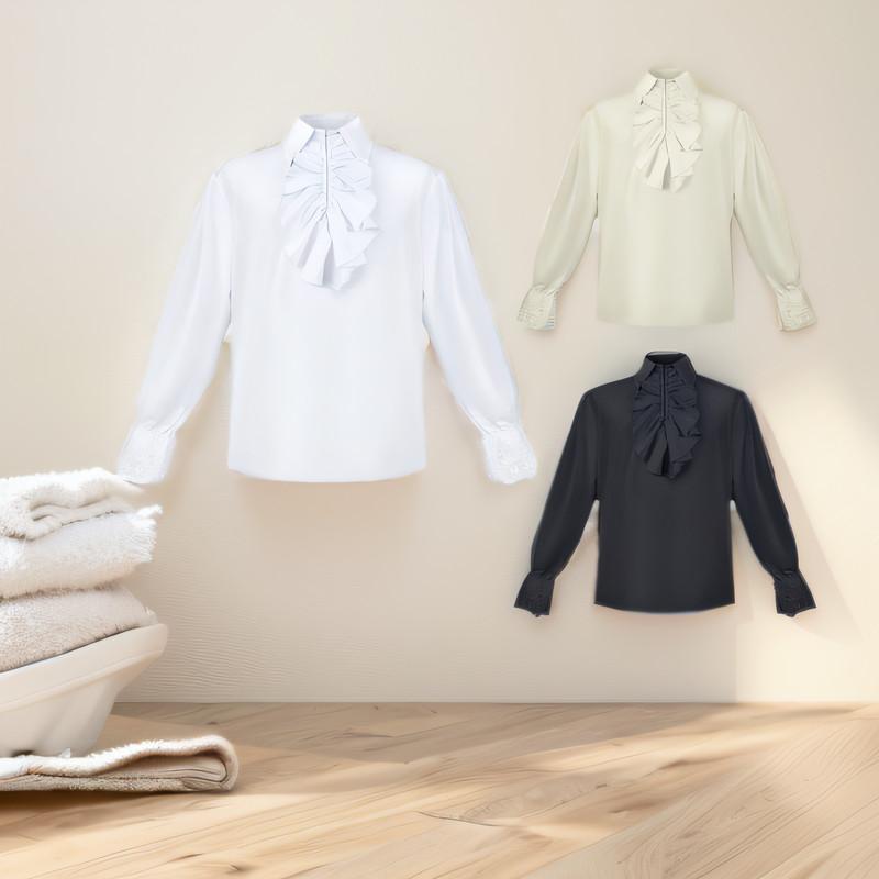 Medieval Halloween Vampire Renaissance Steampunk Long Sleeve Ruffle Collar Shirt For Cosplay Performance