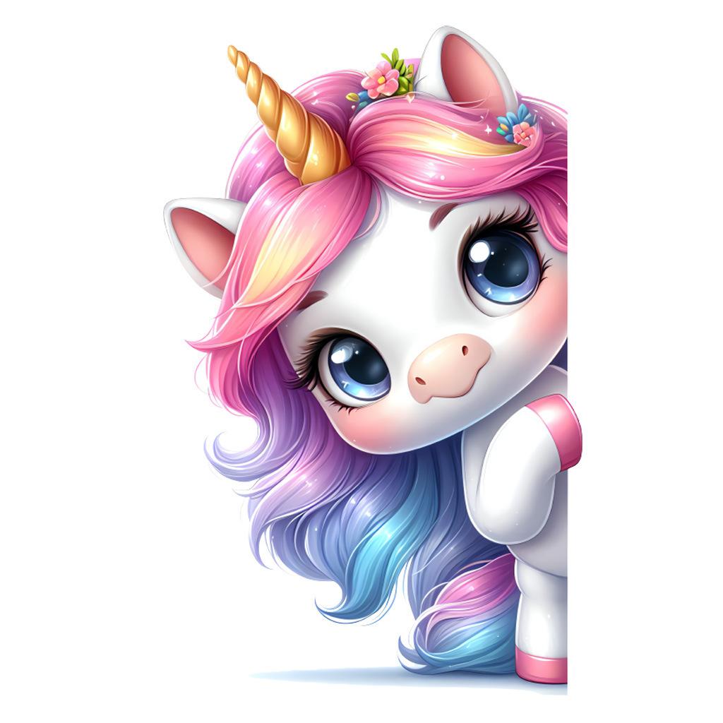 Dreamy Unicorn Gazing Into the Distance Static Cling Window Stickers, Removable Self-Adhesive PVC Decals for Kids Room Bedroom Glass Door Decoration