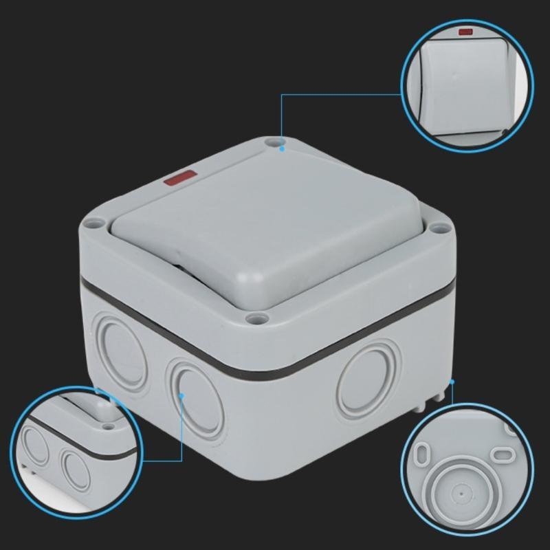 MP12 Weatherproof Outdoor Switch Outdoor Garden External Wall Switch 1 Gang Push Button SPDT Switch Wall Switch Socket