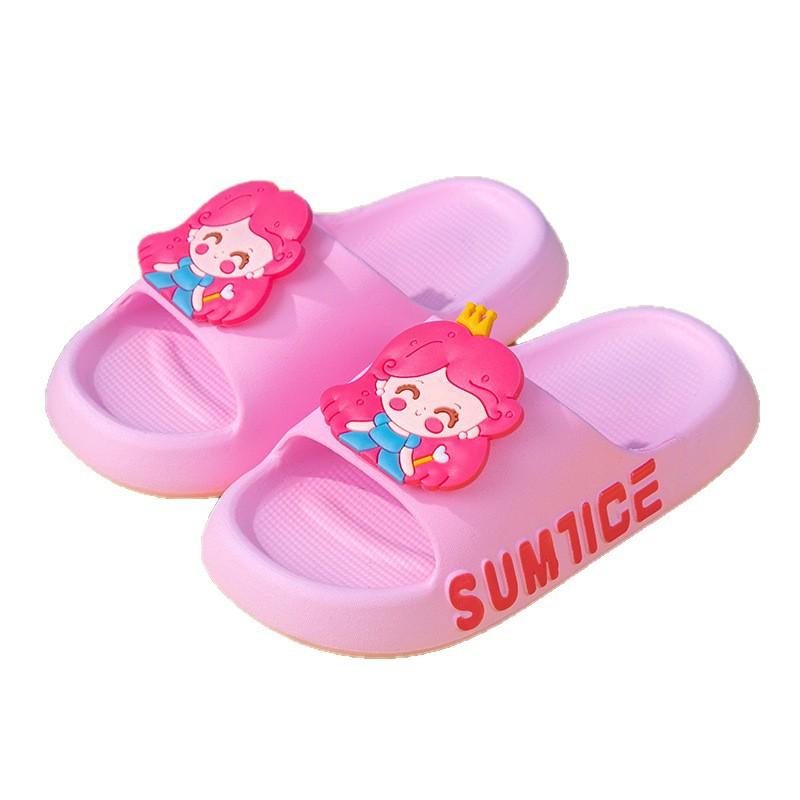 Summer girls' flat slippers, princess cartoon indoor non-slip bathroom bathing cute soft-soled slippers for children and parent-child use