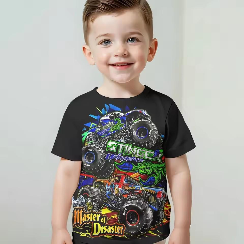 3D-tryck Tecknad Lastbil Monster Jam Babykläder 5 Till 14 År Manliga Utomhuskläder Barn Pojke Flicka Barn T-shirt Topp