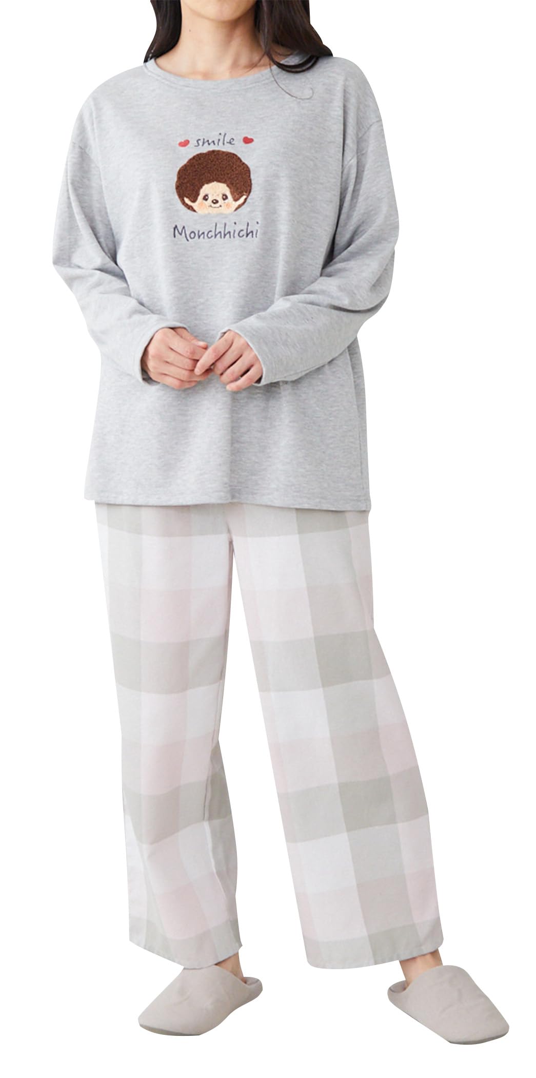 

Atelier Momo Momo Monchhichi Long Sleeve Pajama & Women s Set, Gray, MP44050-52