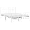 Metal Bed Frame with Headboard and Footboard White 135 X 190 Cm