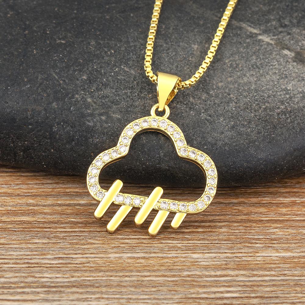 

Nidin Light Luxury Trendy Cloud Shape Charm Pendant Necklace For Women Sparkling Zircon Hip-Hop Style Jewelry Daily Party Gifts