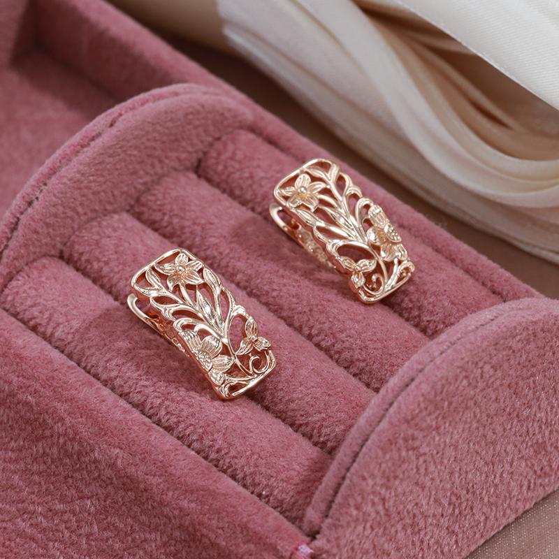 Kinel Rose Gold Color Flower English Earrings For Women